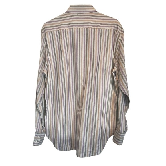 Robert Graham Button Down Flip Cuff Casual Striped Dress Shirt Men's Size Large - Picture 2 of 15